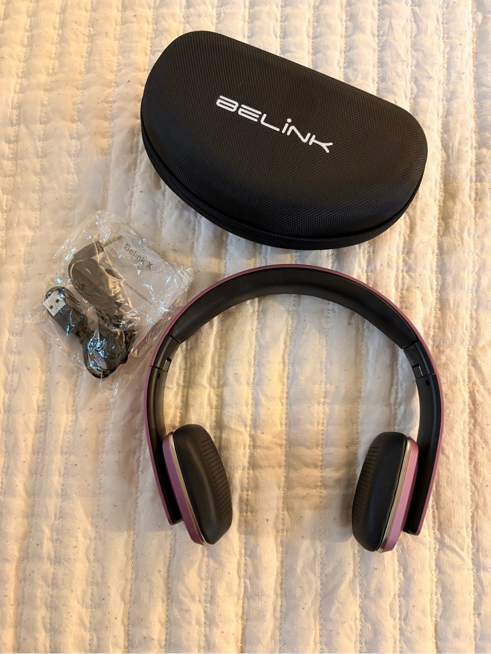 Belink X Wireless Retractable Over-Ear Purple Headphones